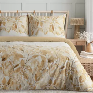 Pościel 140x200 cm satyna bawełniana kolor pomarańczowo, brązowy z wzorem roślinnym SPRING 64 Eurofirany