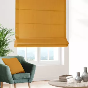 Roleta rzymska DORA - HIT musztardowa z miękkiej tkaniny o welurowej strukturze