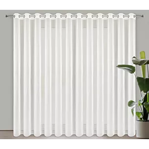 Firana kremowa z gładkiego mlecznego woalu wykończona szwem obciążającym VIOLET 400x200 cm przelotka Eurofirany