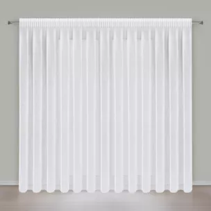 Firana biała z gładkiej matowej etaminy 350x250 cm taśma ELPIDIA Eurofirany