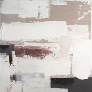 Obraz abstrakcja beżowo, kremowy ręcznie malowany na płótnie 80x80 cm Eurofirany