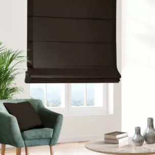 Roleta rzymska ciemnobrązowa z miękkiej tkaniny o welurowej strukturze