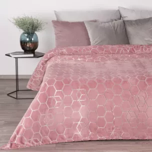 Koc 150x200 cm różowy z geometrycznym nadrukiem MALIBU Eurofirany