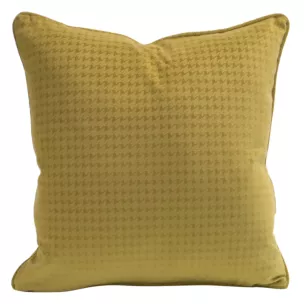 Poszewka na poduszkę 40x40 cm welwetowa wytłaczana w pepitkę z ozdobną wypustką musztardowa AMELIA Eurofirany