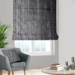 Roleta rzymska szara z miękkiej tkaniny welwetowej z efektem kreszowania