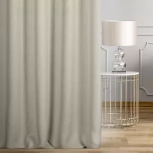 Zasłona szyta na taśmie fala srebrna z tkaniny o naturalnym splocie w stylu eko