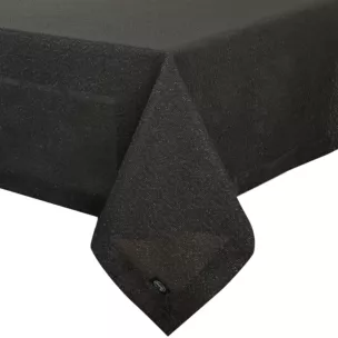 Obrus czarny 140x220 cm o strukturze płótna STELLA 1 z dodatkiem srebrnej nici
