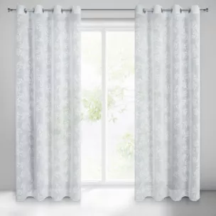 Zasłona szaro, biała w klasyczny wzór kwiatowy 140x250 cm przelotka AMBER Eurofirany