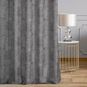 Zasłona szyta na taśmie fala szara z błyszczącej tkaniny szenilowej
