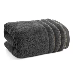 Ręcznik kąpielowy 50x90 cm bawełniany kolor stalowy z błyszczącą bordiurą 500 g/m2 NADINE Eurofirany