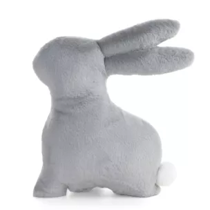 Wielkanocna poduszka w kształcie zajączka 35x39 cm srebrna WIOSNA 131 Eurofirany