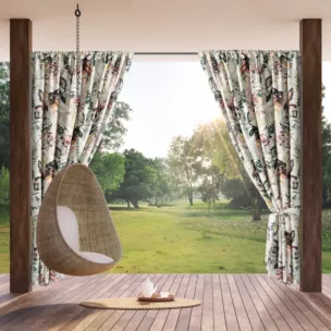 Zasłona biało, stalowa z wodoodpornej tkaniny idealna do ogrodu i na taras 155x260 cm tunel GARDEN 2 Eurofirany