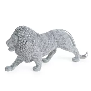 Figurka srebrna w kształcie Lwa o drobnym strukturalnym wzorze 23x6x12 cm ELDO 1 Eurofirany