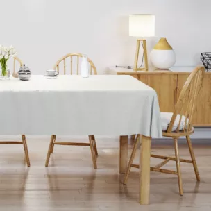 Obrus szyty naturalny o naturalnym, gęstym splocie w stylu eko