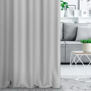 Zasłona szyta na taśmie fala jasnoszara o naturalnym, gęstym splocie w stylu eko