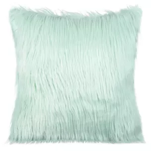Poszewka na poduszkę 45x45 cm z długim miękkim i delikatnym włosem jasnomiętowa Eurofirany
