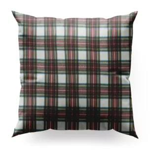 Poszewka szyta biało czerwona z delikatnej tkaniny w kratkę