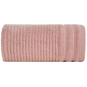 Ręcznik do rąk 30x50 cm bawełniany kolor pudrowy róż zero twist zdobiony paseczkami 400 g/m2 SAMMY Eurofirany