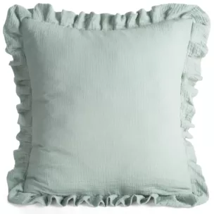 Poszewka na poduszkę 45x45 cm muślinowa z ozdobną falbanką na brzegach szałwiowa MUŚLIN 1 Eurofirany