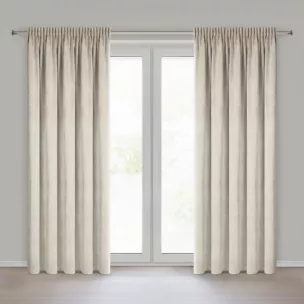 Zasłona  jasnobeżowa o szenilowej strukturze 140x270 cm taśma - NESKA Eurofirany