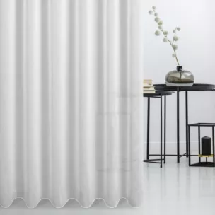 Firana szyta na flexach biała z delikatnej batystowej tkaniny z połyskiem