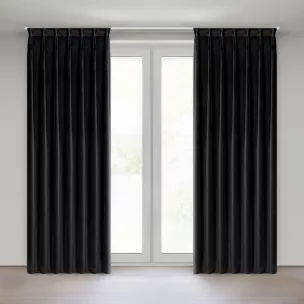 Zasłona czarna z welwetowej tkaniny 80x270 cm system flex - MELANIE Eurofirany