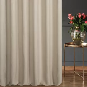 Zasłona szyta na taśmie 8 cm kremowa z tkaniny o grubym splocie
