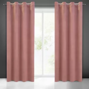 Zasłona różowa z matowego welwetu 140x250 cm przelotka MILO Eurofirany