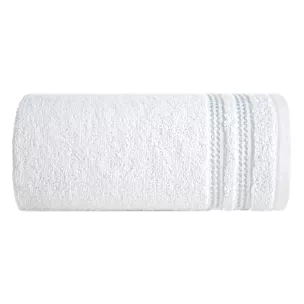 Ręcznik kąpielowy 50x90 cm bawełniany kolor biały z subtelną bordiurą w paseczki 500 g/m2 ALLY Eurofirany