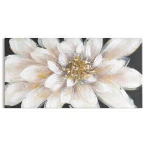 Obraz beżowo, złoty ręcznie malowany na płótnie z motywem kwiatu 40x80 cm  Eurofirany