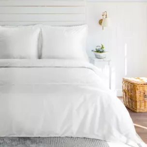 Pościel 160x200 cm komplet 3 częściowy z satyny bawełnianej kolor biały zdobiona elegancką koronką RETRO 6 Eurofirany