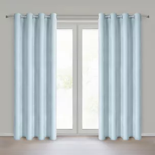 Zasłona błękitna z szenilowej tkaniny 140x250cm przelotki - VANI Eurofirany