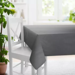 Obrus szyty szary z tkaniny w drobny połyskliwy wzór