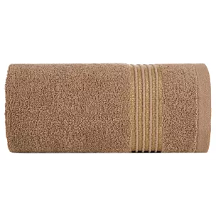 Ręcznik do rąk 30x50 cm bawełniany kolor brązowy zdobiony paseczkami 500 g/m2 LILA Eurofirany