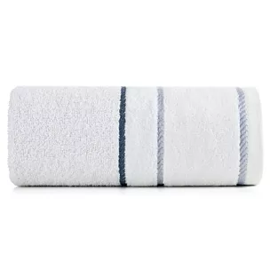 Ręcznik kąpielwoy 50x90 cm bawełniany kolor biały z welwetową bordiurą i kontrastującymi paseczkami 500 g/m2 NEL Eurofirany