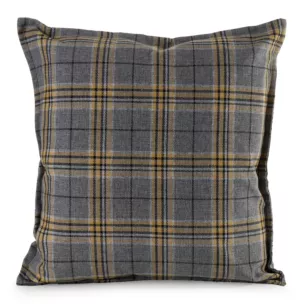 Poszewka na poduszkę 45x45 cm z tkaniny wodoodpornej na taras oraz balkon zdobiona nadrukiem kraty popielato, musztardowa GARDEN Eurofirany