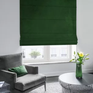 Roleta rzymska ITALIA zielona z tkaniny welwetowej o delikatnym połysku