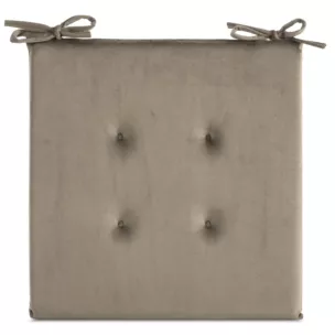 Poduszka na krzesło 40 x 40 x 3 cm welwetowa ciemnobeżowa z ozdobnym pikowaniem i praktycznymi troczkami GAJA Eurofirany