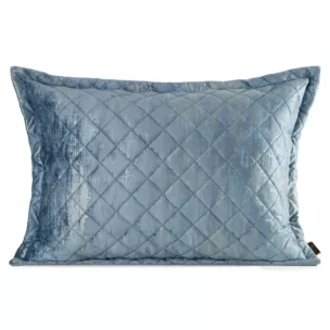 Poszewka na poduszkę 50x70 cm welwetowa pikowana metoda hot press zdobiona błyszczącym przecieranym nadrukiem niebieska BLINK 43 EUROFIRANY PREMIUM