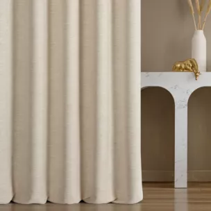 Zasłona szyta na taśmie fala naturalna tkanina o naturalnym charakterze z efektem melanżu