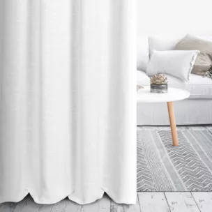 Zasłona szyta na taśmie fala biała z tkaniny typu eko