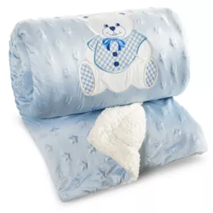 Koc dziecięcy 110x140 cm niebieski z dodatkiem przyjemnej tkaniny barankowej BABY 4 Pierre Cardin Eurofirany