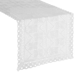 Bieżnik na stół 40x140 cm biały ażurowy MARTHA w stylu boho Eurofirany