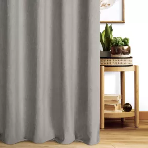 Zasłona szyta na taśmie fala szara z miękkiej szenilowej tkaniny z efektem melanżu