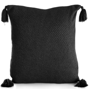Poszewka na poduszkę 45x45 cm gładka z ozdobnymi chwostami na rogach czarna POLY Eurofirany