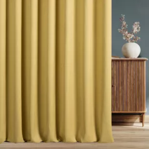 Zasłona szyta na taśmie fala jasnozielona z tkaniny o naturalnym splocie z efektem melanżu