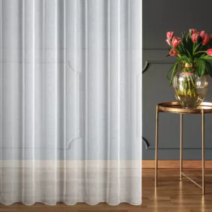 Firana szyta na taśmie 8 cm biała z delikatnej cienkiej matowej etaminy wykończonej obciążnikiem