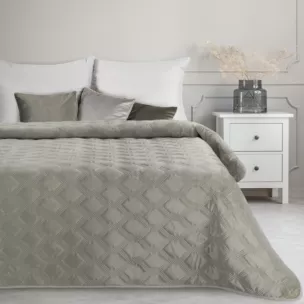 Narzuta welwetowa srebrna 200x220 cm pikowana metodą hot press SOFIA 5 EUROFIRANY PREMIUM