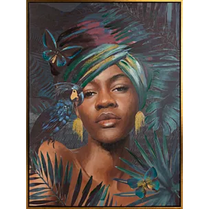 Obraz ręcznie malowany na płótnie w złotej ramce portret