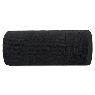 Ręcznik kąpielowy 50x90 cm bawełniany kolor czarny zdobiony błyszczącą bordiurą 500 g/m2 LARI Eurofirany